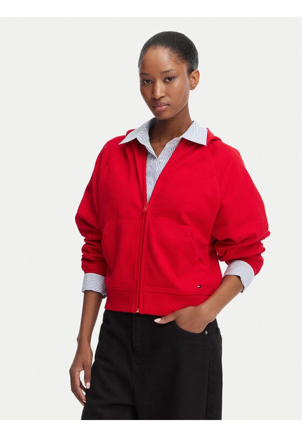 Tommy Jeans Bluza Flag DW0DW22834 Czerwony Boxy Fit. Kolor: czerwony. Materiał: bawełna