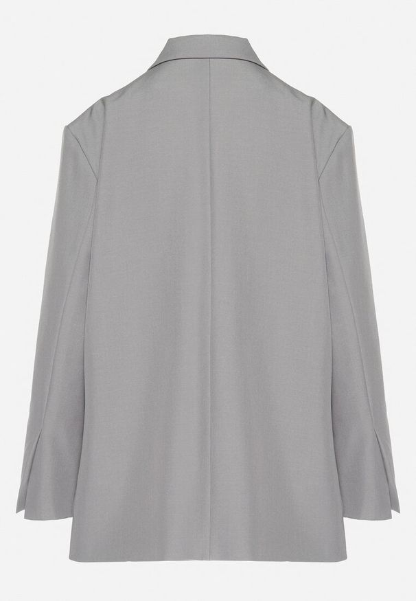 Born2be - Szara Marynarka Dwurzędowa Oversize o Pudełkowym Kroju Cornelita. Okazja: na spotkanie biznesowe, na co dzień. Kolor: szary. Materiał: jeans. Styl: biznesowy, klasyczny, casual