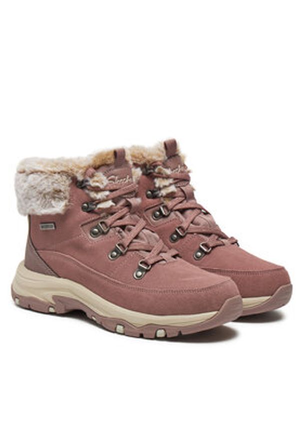 skechers - Skechers Botki Snow Worries 167882/MVE Różowy. Kolor: różowy. Materiał: zamsz, skóra