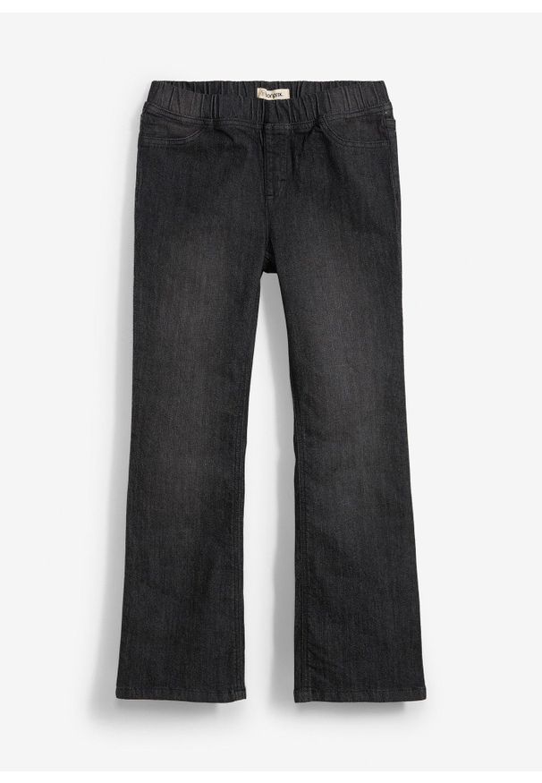 bonprix - Jegginsy mid waist, flared. Kolor: czarny