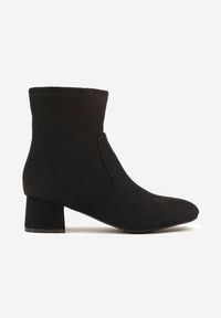 Renee - Czarne Botki Vices na Słupku Ozdobione Przeszyciem Ariske. Okazja: na co dzień. Kolor: czarny. Wzór: aplikacja. Obcas: na słupku. Styl: casual, elegancki