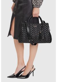 Guess - GUESS Czarna shopperka damska Melisandra. Kolor: czarny. Materiał: skórzane #5