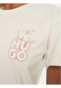 Hugo - HUGO T-Shirt Destrel_1 50534246 Écru Regular Fit. Materiał: bawełna #3