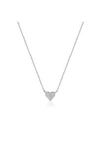 W.KRUK - Naszyjnik srebrny serce z cyrkoniami. Materiał: srebrne. Kolor: srebrny. Kamień szlachetny: cyrkonia #1