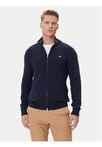 GANT - Gant Kardigan 8030263 Granatowy Regular Fit. Kolor: niebieski. Materiał: bawełna