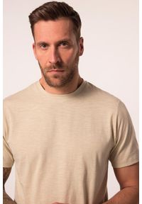 JAY-PI - Męski T-shirt fitness rękaw 1/2 QuickDry nadruk z tyłu do rozm. 7 XL. Kolekcja: plus size. Kolor: beżowy. Materiał: materiał, poliester, bawełna. Wzór: nadruk. Sport: fitness