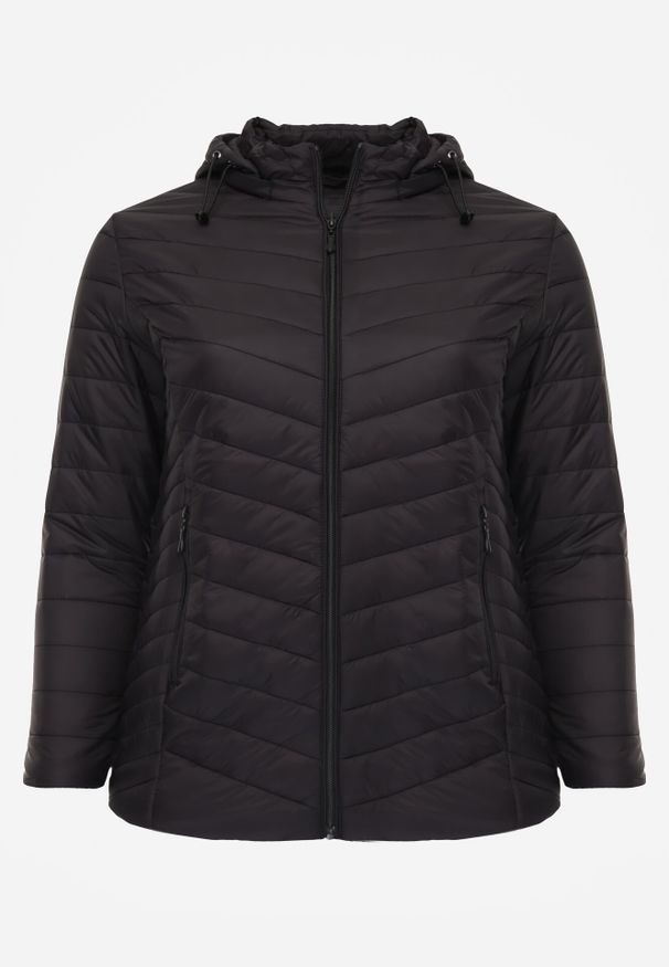 Born2be - Czarna Lekka Kurtka Przejściowa z Pikowaniem i Odpinanym Kapturem Alissara. Okazja: na co dzień. Kolekcja: plus size. Kolor: czarny. Materiał: jeans, nylon. Styl: casual, klasyczny