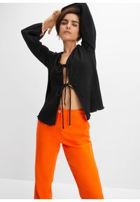 bonprix - Spodnie high-waist z mieszanki wiskozy z lnem. Stan: podwyższony. Kolor: pomarańczowy. Materiał: wiskoza, len #2
