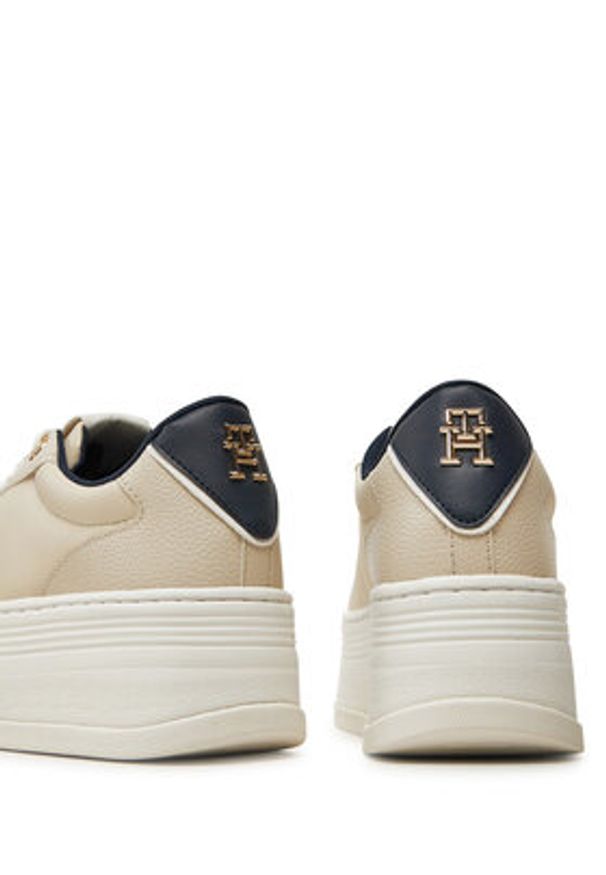 TOMMY HILFIGER - Tommy Hilfiger Sneakersy Th Platform Sneaker Triangle FW0FW08115 Beżowy. Kolor: beżowy. Materiał: skóra. Obcas: na platformie