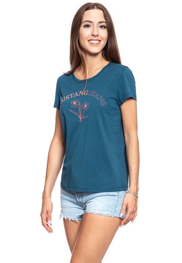 Mustang - MUSTANG T SHIRT DAMSKI Alina C Print Majolica Blue 1008934 5243. Wzór: nadruk