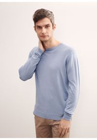 Ochnik - Niebieski sweter męski basic. Okazja: na co dzień. Kolor: niebieski. Materiał: materiał. Długość: długie. Styl: casual #2