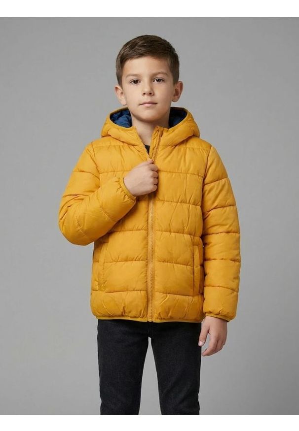 Sinsay - Pikowana kurtka puffer z kapturem - żółty. Typ kołnierza: kaptur. Kolor: żółty