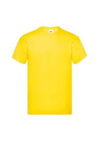 FRUIT OF THE LOOM - Oryginalna Bawełniana Koszulka Unisex Dla Dorosłych. Kolor: żółty. Materiał: bawełna