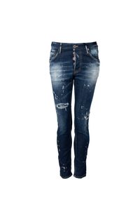 DSQUARED2 - Dsquared2 Jeans "Skater Jean" | S74LB1232 S30342 | Kobieta | Niebieski. Okazja: na co dzień. Stan: obniżony. Kolor: niebieski. Wzór: aplikacja. Sezon: lato. Styl: elegancki, rockowy, casual