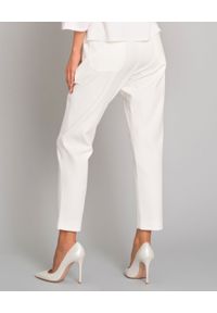 LE TRICOT PERUGIA - Białe spodnie z kieszeniami. Kolor: biały. Materiał: bawełna, materiał. Wzór: aplikacja #5