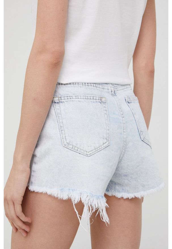 Answear Lab szorty jeansowe damskie gładkie high waist. Okazja: na co dzień. Stan: podwyższony. Kolor: niebieski. Materiał: jeans. Wzór: gładki. Styl: wakacyjny