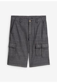 bonprix - Szorty bojówki Chambray, Regular Fit. Kolor: czarny. Materiał: bawełna. Sezon: lato #1