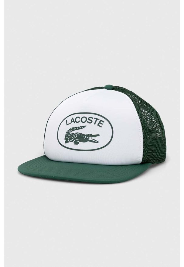 Lacoste czapka z daszkiem kolor zielony wzorzysta. Kolor: zielony