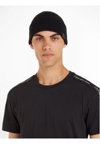 Calvin Klein Czapka Leather Patch Docker Beanie K50K510978 Czarny. Kolor: czarny. Materiał: wełna