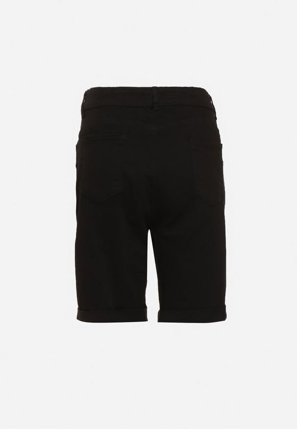 Born2be - Czarne Szorty Jeansowe z Wysokim Stanem z Efektem Push-Up Namsene. Stan: podwyższony. Kolor: czarny. Materiał: jeans. Styl: wizytowy, klasyczny