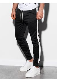Ombre Clothing - Spodnie męskie dresowe P865 - czarne - XXL. Kolor: czarny. Materiał: dresówka