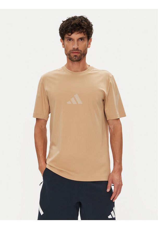 Adidas - adidas T-Shirt Z.N.E. JW4737 Beżowy Regular Fit. Kolor: beżowy. Materiał: bawełna