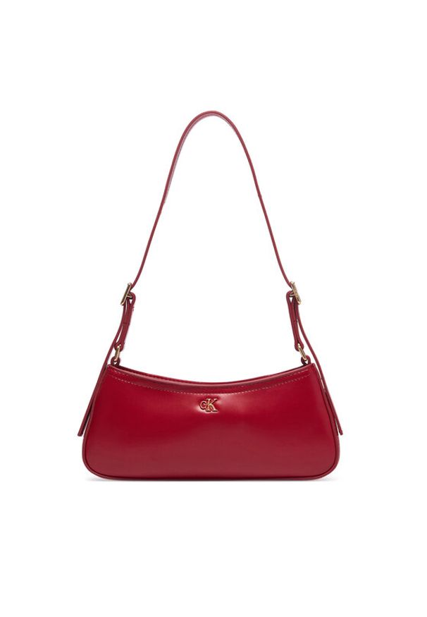 Calvin Klein Torebka Ck Small Shoulder Bag LV04F3170G Bordowy. Kolor: czerwony. Materiał: skórzane