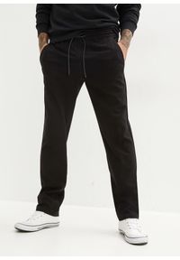 bonprix - Spodnie z gumką w talii, ze stretchem, krój relaxed fit, straight. Kolor: czarny #1