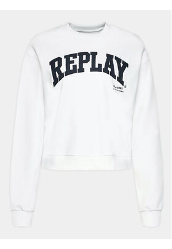 Replay Bluza W3104.000.23591 Biały Regular Fit. Kolor: biały. Materiał: bawełna