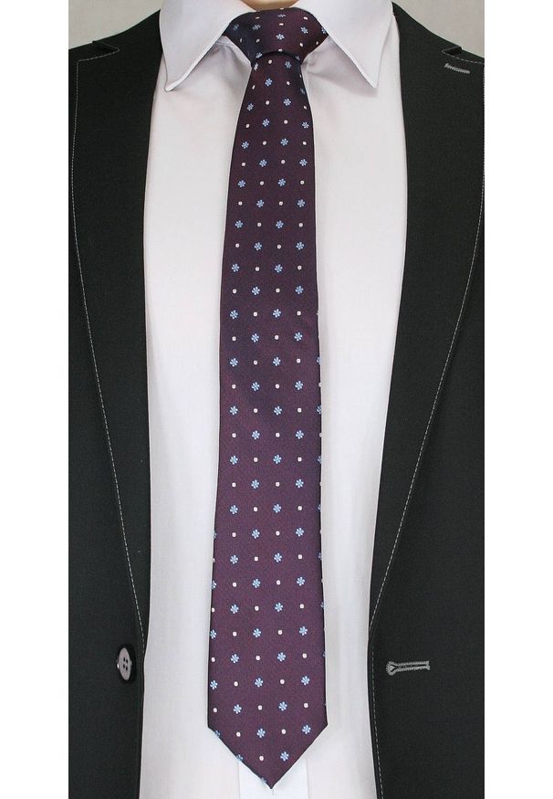 Casualowy Krawat Męski w Kropki i Kwiatki -6,5cm- Chattier, Kolorowy. Okazja: na co dzień. Kolor: wielokolorowy. Materiał: tkanina. Wzór: kwiaty. Styl: casual