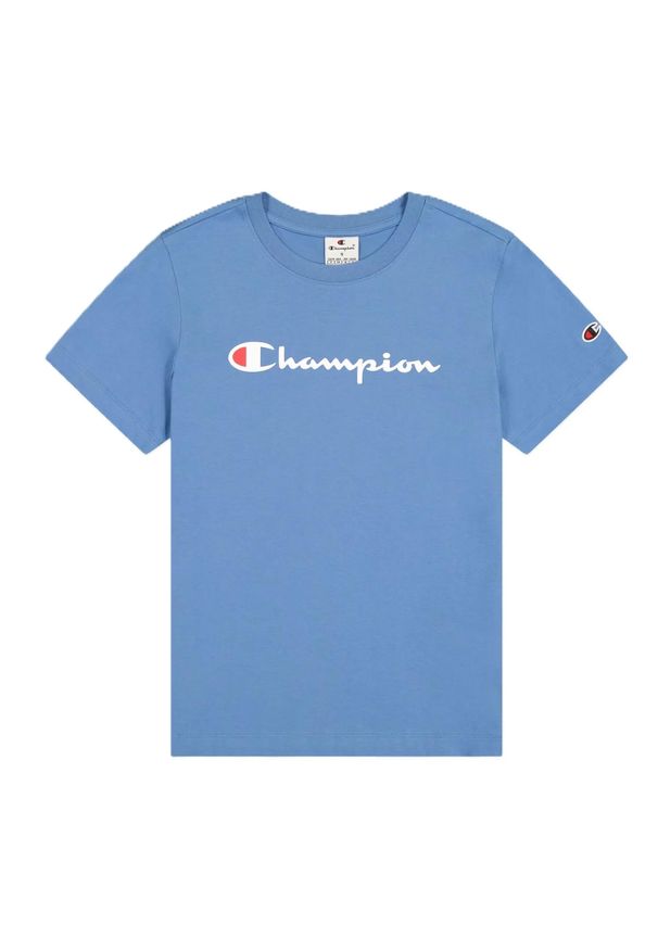 Champion - T-shirt Damski Z Bawełny Z Krótkim Rękawem. Kolor: niebieski. Materiał: bawełna. Długość rękawa: krótki rękaw. Długość: krótkie. Sport: turystyka piesza