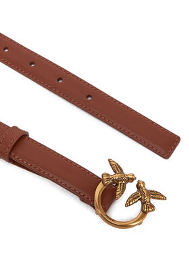 Pinko - PINKO Pasek Damski Love Berry H2 Belt PE 25 PLT01 100143 A0F1 Brązowy. Kolor: brązowy. Materiał: skóra