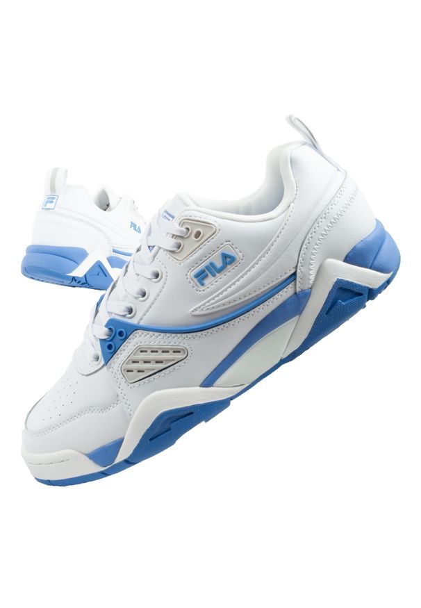 Buty sportowe sneakersy męskie Fila Casim modne wygodne białe. Kolor: biały, niebieski, wielokolorowy