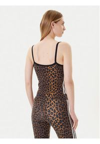 Adidas - adidas Top Leopard JW7310 Brązowy Slim Fit. Kolor: brązowy. Materiał: bawełna #5
