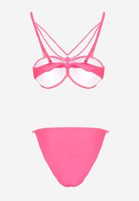 Born2be - Różowe Bikini Biustonosz z Ozdobnymi Paskami i Figi Fadeleine. Kolor: różowy #4