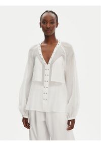 Pinko - PINKO Bluzka Darren Blusa 105281 A2M7 Z05 Biały Regular Fit. Kolor: biały. Materiał: bawełna