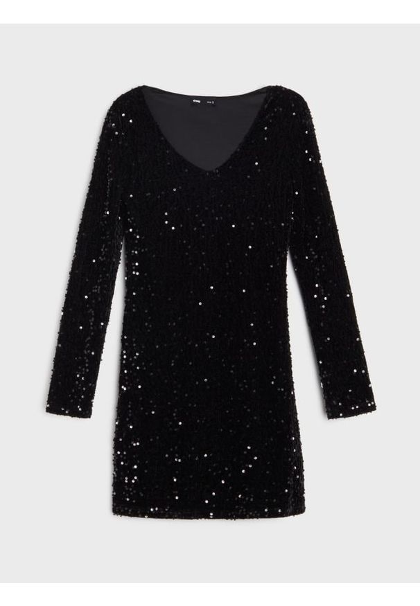 Sinsay - Elegancka sukienka mini - czarny. Kolor: czarny. Styl: elegancki. Długość: mini