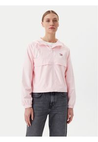 Tommy Jeans Wiatrówka Essential DW0DW20672 Różowy Relaxed Fit. Kolor: różowy. Materiał: syntetyk