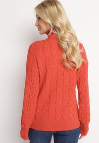 Born2be - Pomarańczowy Sweter z Golfem w Warkoczowy Splot ze Ściągaczami Maraiwai. Typ kołnierza: golf. Kolor: pomarańczowy. Wzór: ze splotem. Sezon: jesień #5