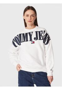 Tommy Jeans Bluza DW0DW15059 Biały Relaxed Fit. Kolor: biały. Materiał: syntetyk