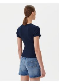 Tommy Jeans T-Shirt DW0DW19502 Granatowy Slim Fit. Kolor: niebieski. Materiał: bawełna