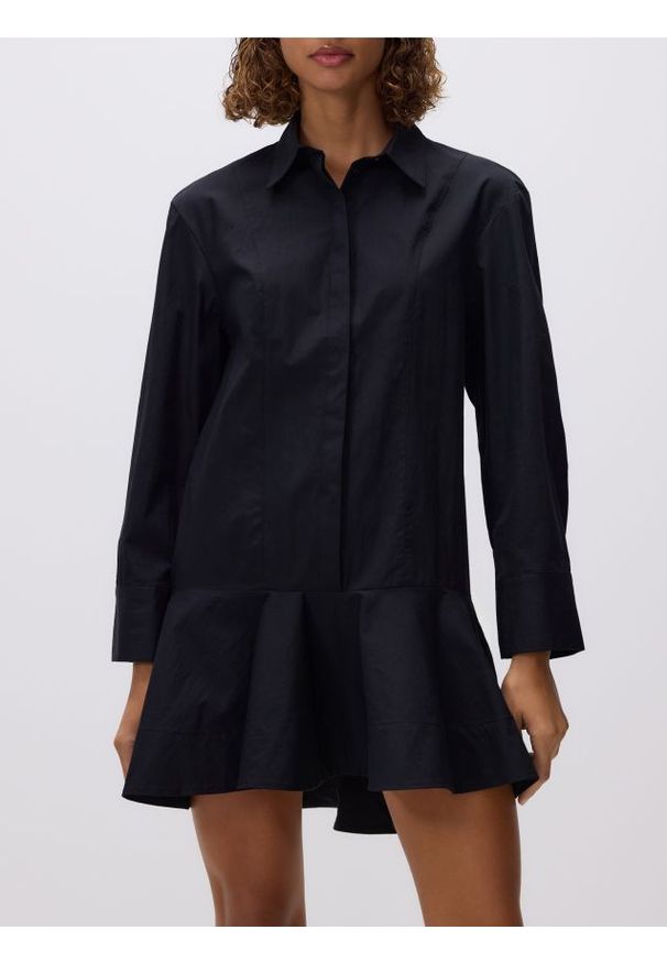 Reserved - Sukienka koszulowa - czarny. Kolor: czarny. Materiał: tkanina, bawełna. Typ sukienki: koszulowe