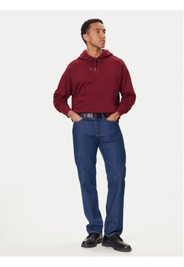 Calvin Klein Bluza LV14LD225G Bordowy Regular Fit. Kolor: czerwony. Materiał: bawełna