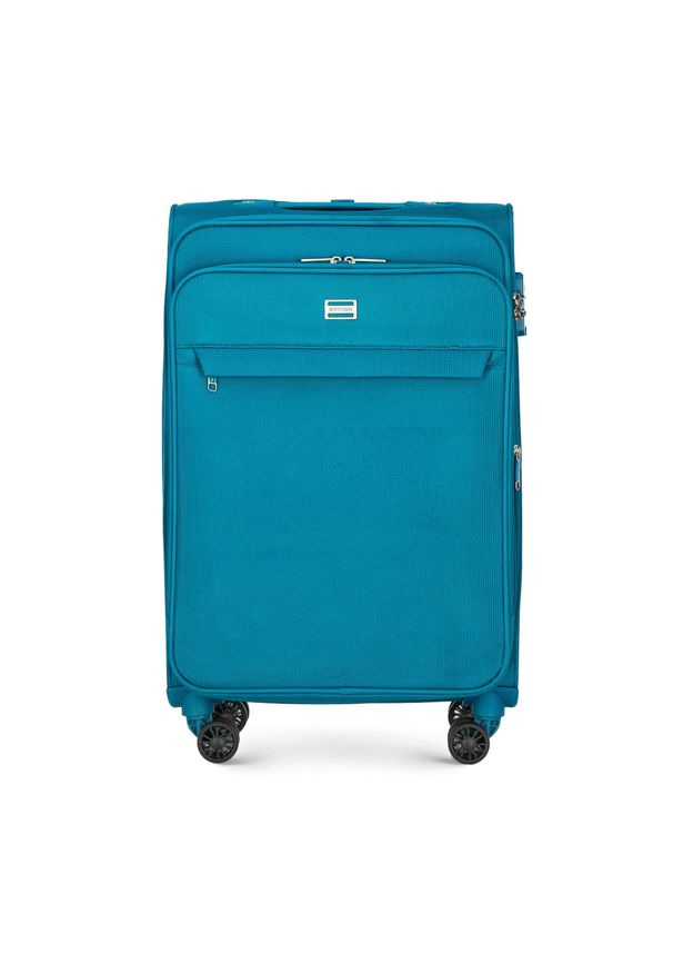 Wittchen - Średnia walizka miękka jednokolorowa turkusowa. Kolor: turkusowy. Materiał: poliester. Styl: elegancki