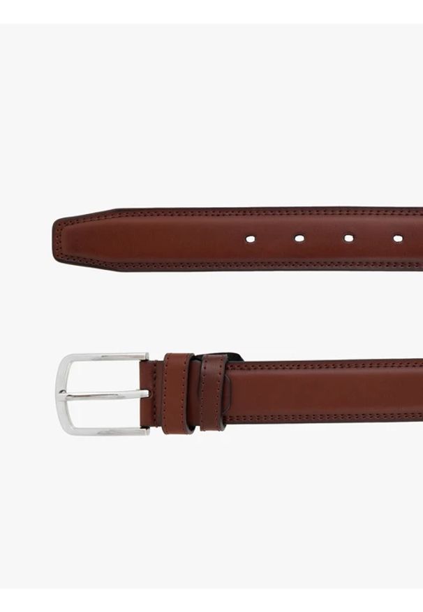 Ryłko - Brązowy pasek ze skóry licowej. Kolor: brązowy. Materiał: skóra. Styl: street