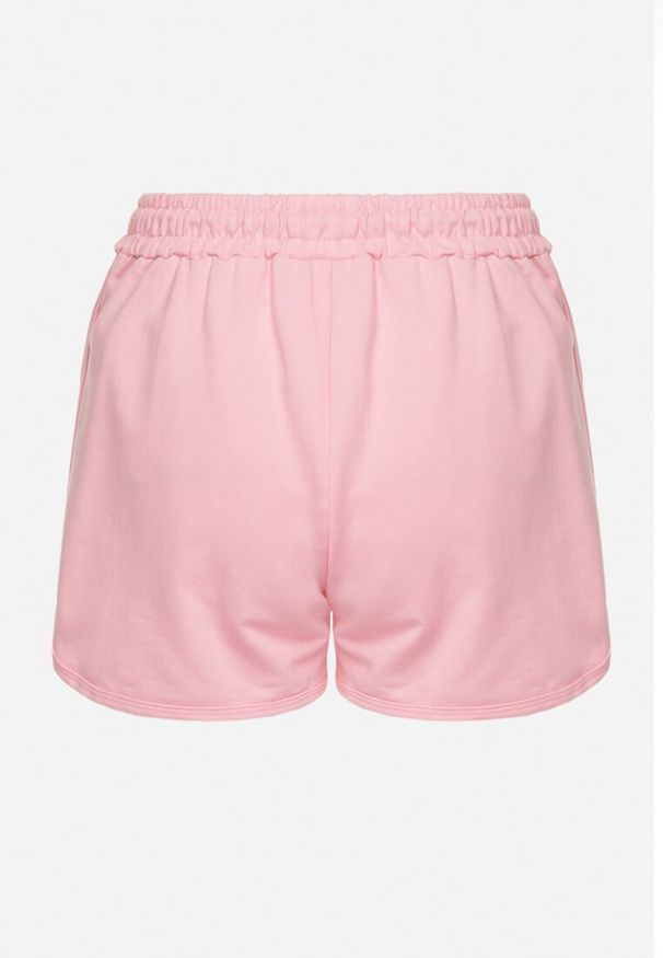 Born2be - Różowe Dresowe Szorty z Bawełną High Waist Floratess. Okazja: do pracy, na spacer. Stan: podwyższony. Kolor: różowy. Materiał: dresówka, bawełna. Długość: krótkie. Wzór: kwiaty. Sezon: lato. Styl: elegancki