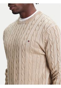 TOMMY HILFIGER - Tommy Hilfiger Sweter Classic MW0MW39524 Beżowy Regular Fit. Kolor: beżowy. Materiał: bawełna #3