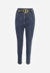 Renee - Granatowe Jeansy Mom Fit z Paskiem Astera. Stan: podwyższony. Kolor: niebieski. Styl: elegancki #3