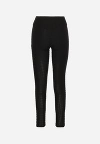 Born2be - Czarne Legginsy Sportowe z Elastyczną Gumką i Tłoczonym Wzorem Ardisa. Okazja: na co dzień. Kolor: czarny. Styl: sportowy #6