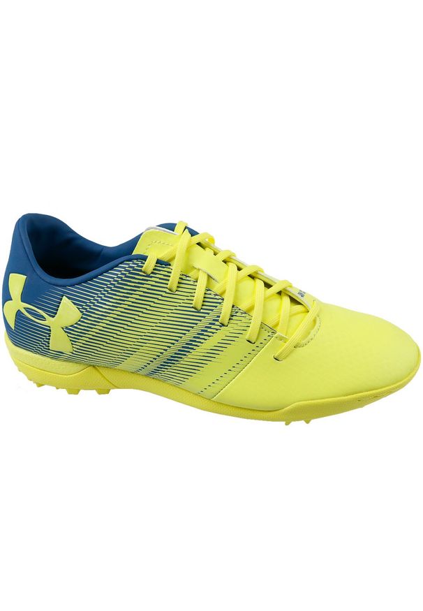 Under Armour Spotlight IN Jr 1289541-300. Kolor: żółty. Materiał: skóra, syntetyk. Szerokość cholewki: normalna. Sport: piłka nożna